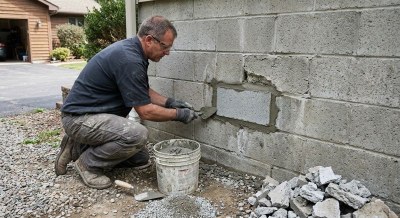 Cinder Block Wall Repair in Angier, NC