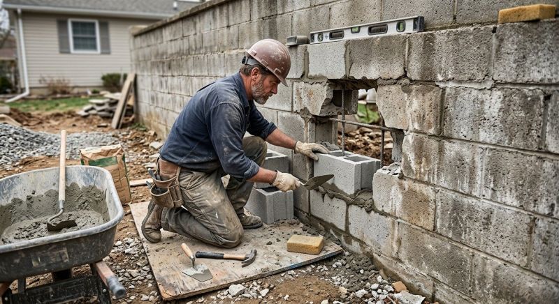 Cinder Block Wall Repair in Benson, NC