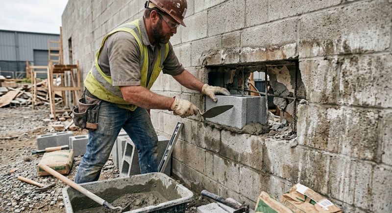 Cinder Block Wall Repair in Garner, NC
