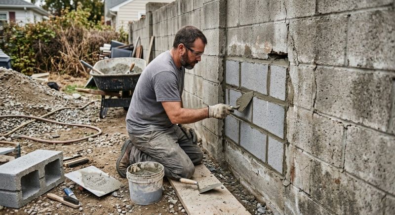Cinder Block Wall Repair in Johnston County, NC