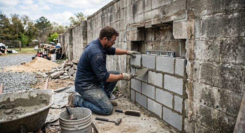 Cinder Block Wall Repair in Johnston County, NC