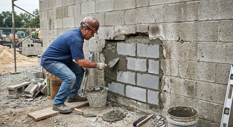 Cinder Block Wall Repair in Raleigh, NC