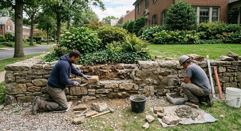 Stone Wall Repair in Cary, NC