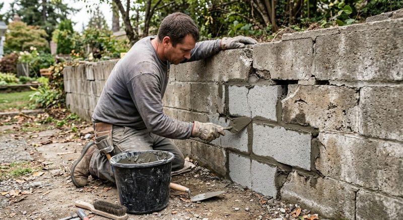 Stone Wall Repair in Cary, NC